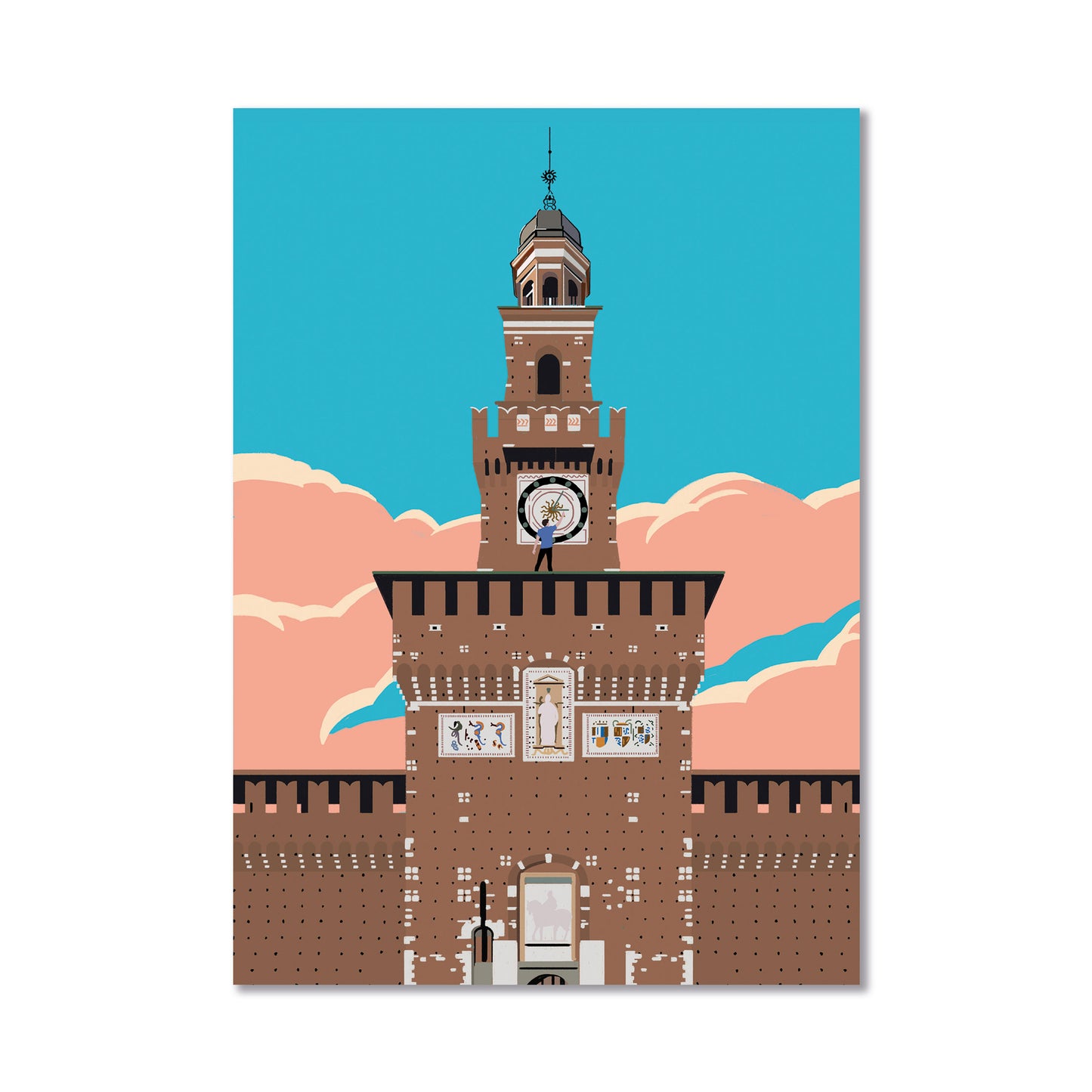 Castello Sforzesco_The clock digital illustration | Elisa Puglielli