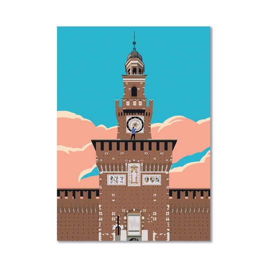 Castello Sforzesco_The clock digital illustration | Elisa Puglielli