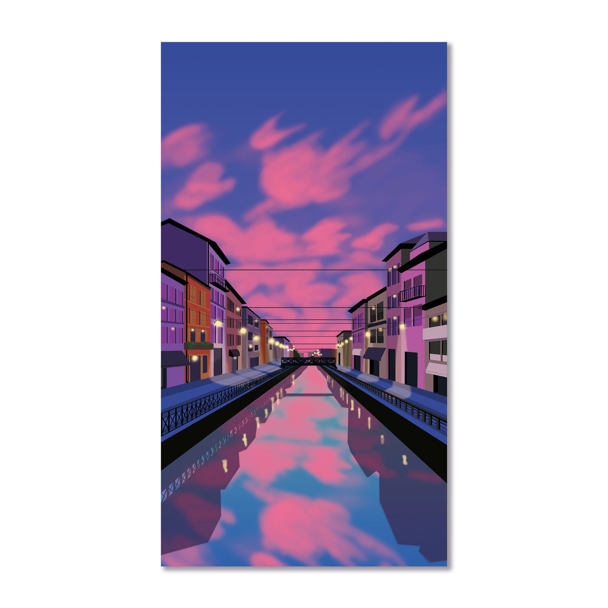 Disegno Digitale Navigli al tramonto. Numerata e firmata dall'artista