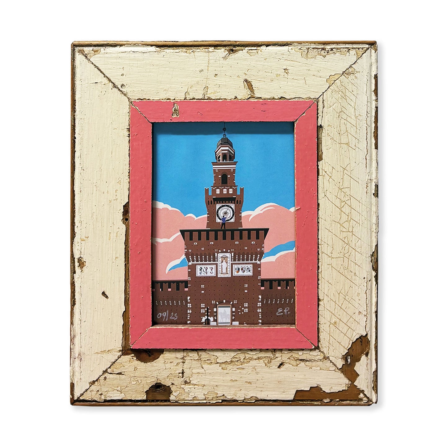 Frame 28x34 with Castello Sforzesco Illustration | Elisa Puglielli